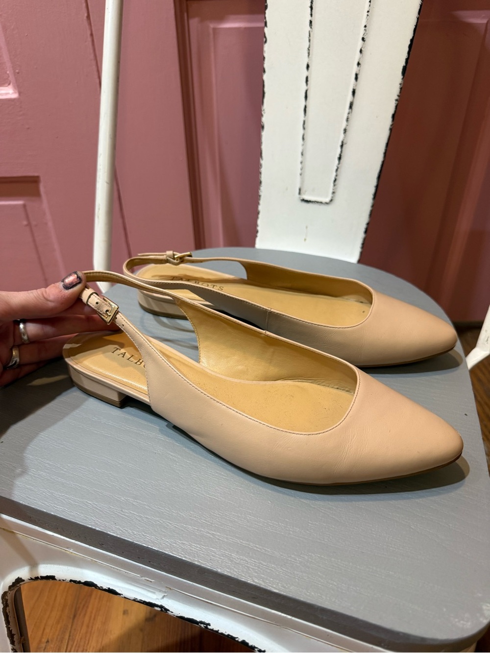 Talbots Nude/Beige Slingback Pointed-Toe Flats